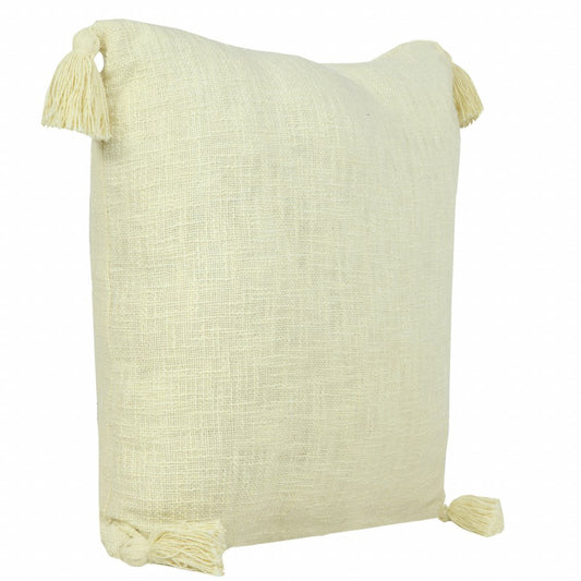 14" X 36" Black Cotton Throw Pillow with Tassels