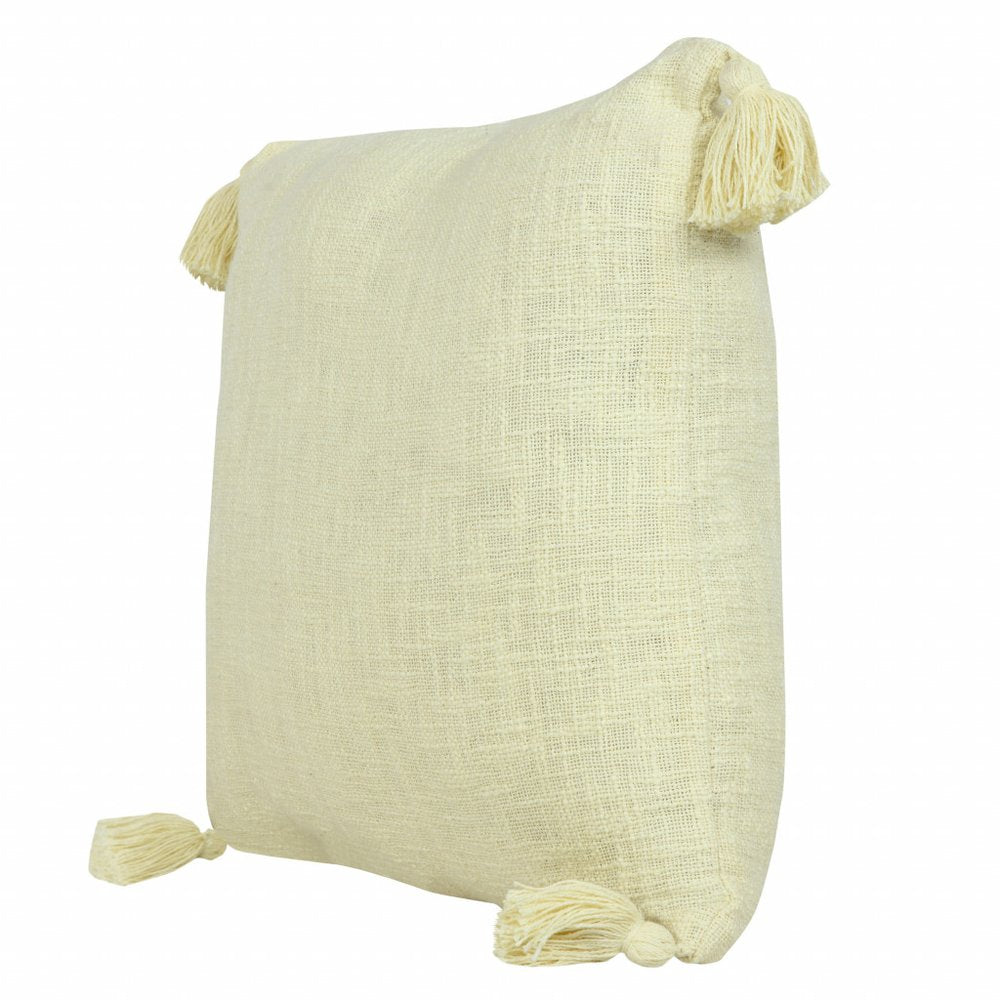 14" X 36" Black Cotton Throw Pillow with Tassels