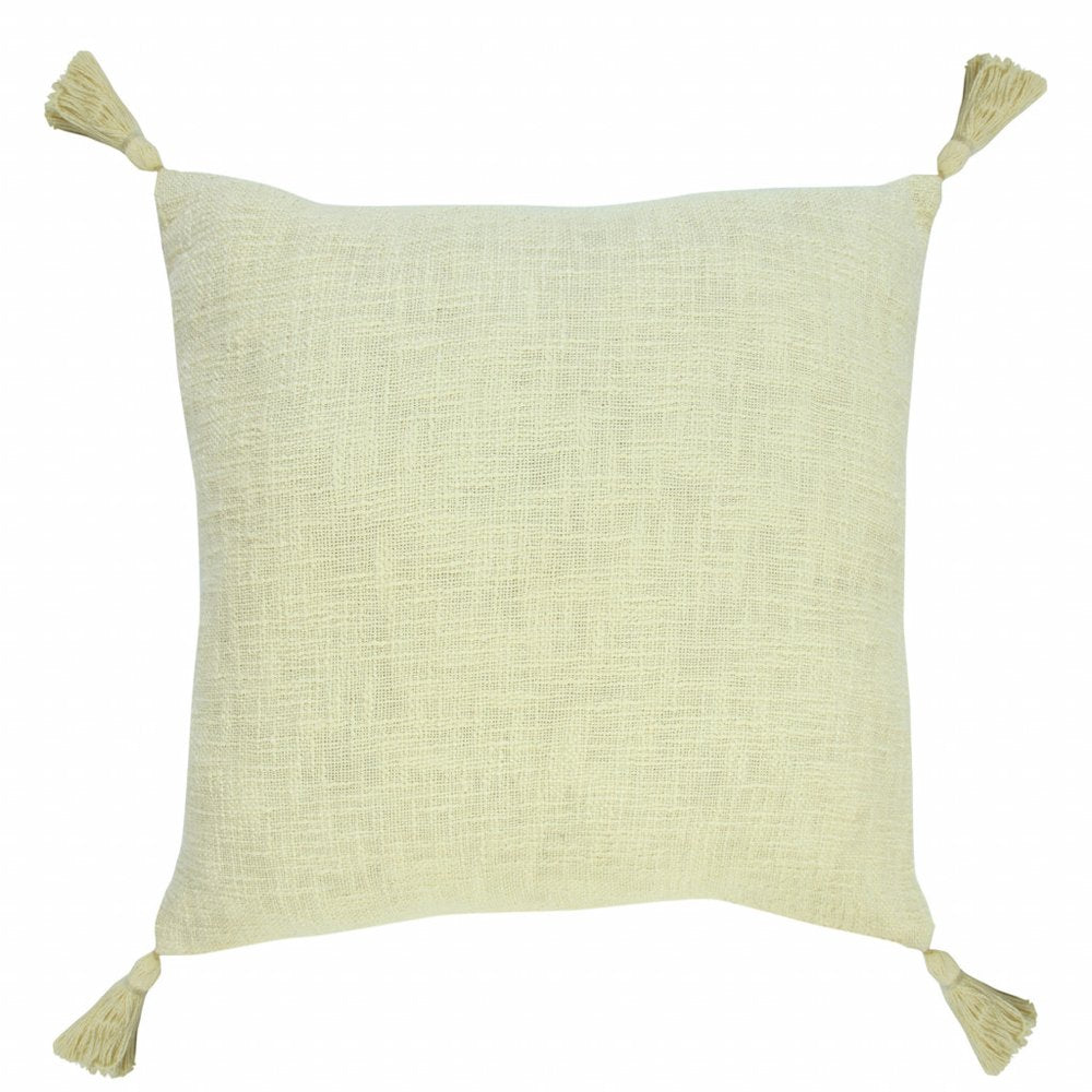 14" X 36" Black Cotton Throw Pillow with Tassels