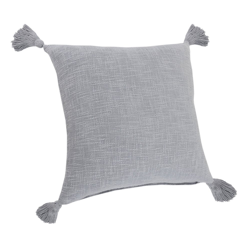 14" X 36" Black Cotton Throw Pillow with Tassels
