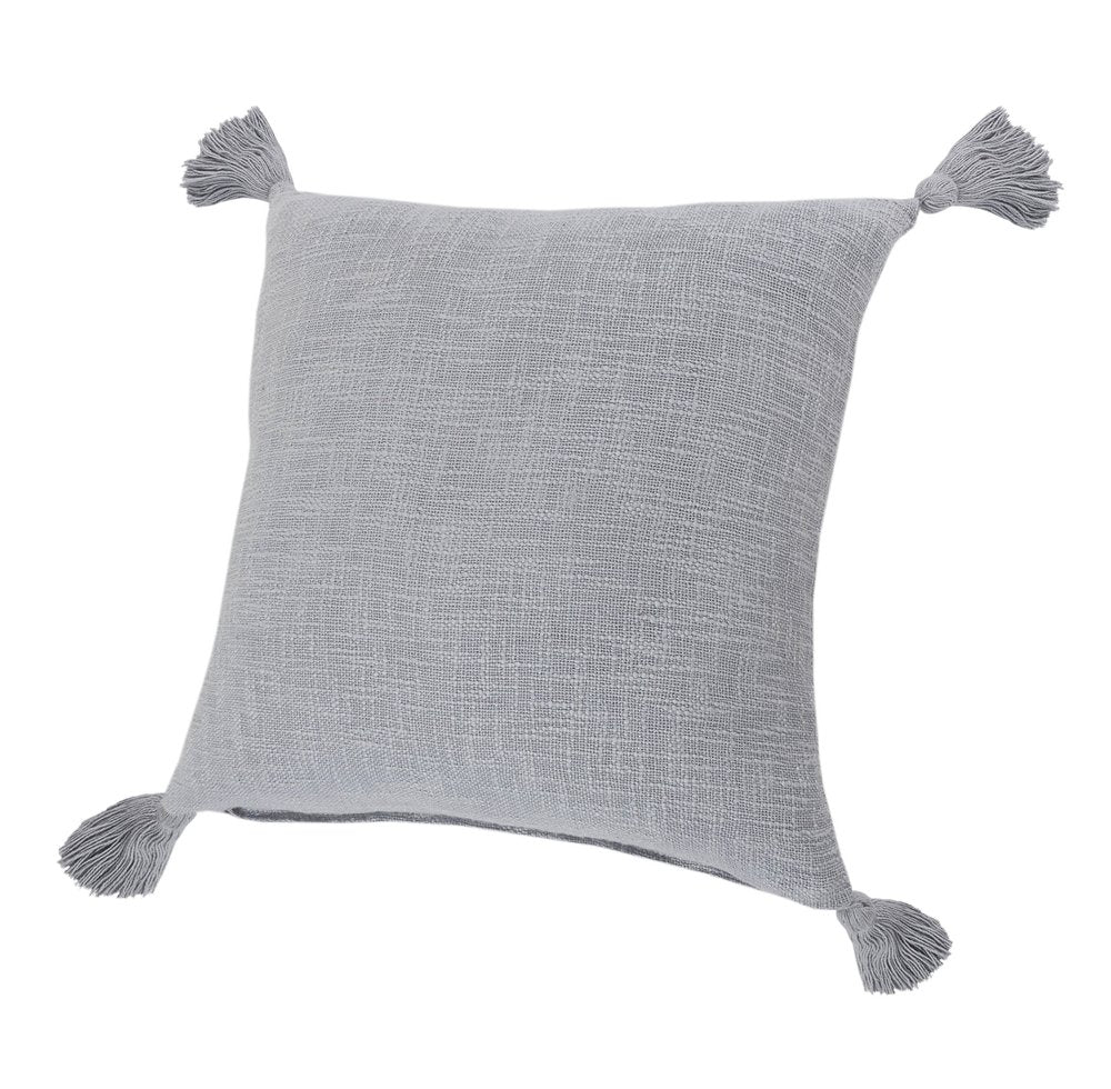 14" X 36" Black Cotton Throw Pillow with Tassels