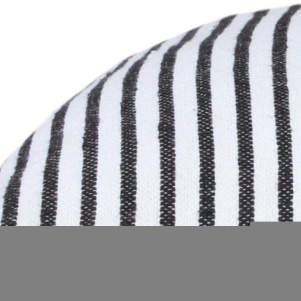 20" X 20" Black And White 100% Cotton Striped Zippered Pillow