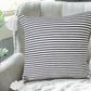 20" X 20" Black And White 100% Cotton Striped Zippered Pillow
