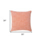 20" X 20" Orange And White 100% Cotton Geometric Zippered Pillow