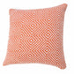 20" X 20" Orange And White 100% Cotton Geometric Zippered Pillow