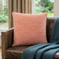 20" X 20" Orange And White 100% Cotton Geometric Zippered Pillow