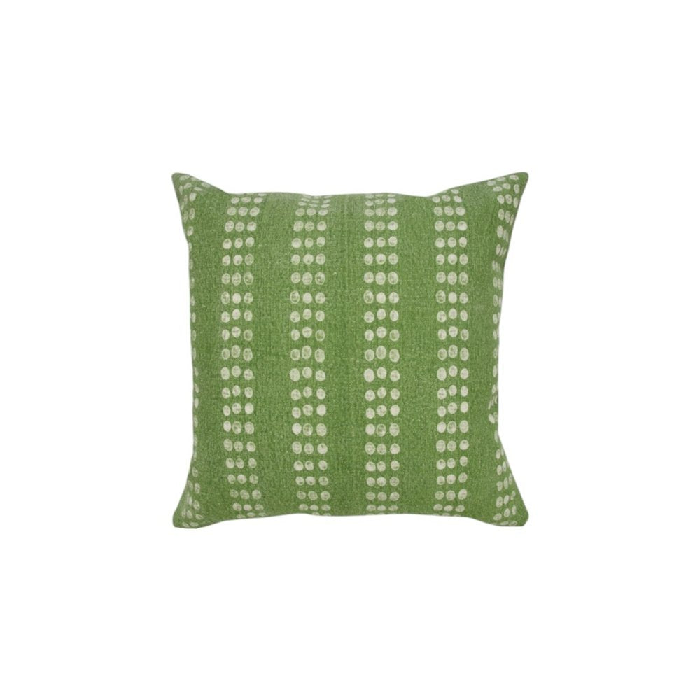 20" X 20" Green And White 100% Cotton Striped Zippered Pillow