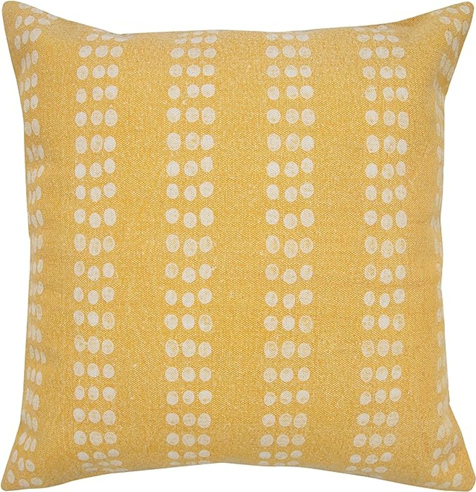 20" X 20" Green And White 100% Cotton Striped Zippered Pillow