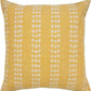 20" X 20" Yellow And White 100% Cotton Striped Zippered Pillow