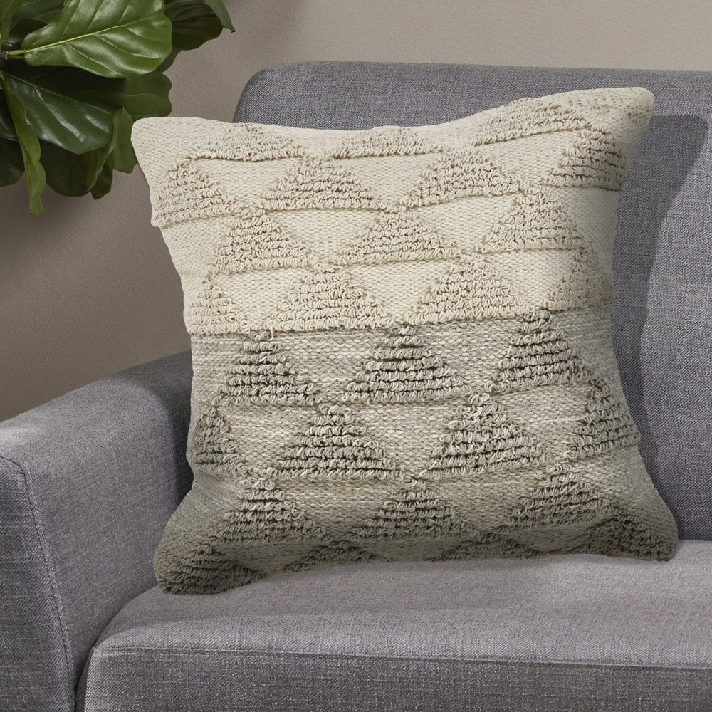18" Gray and Beige Throw Pillow