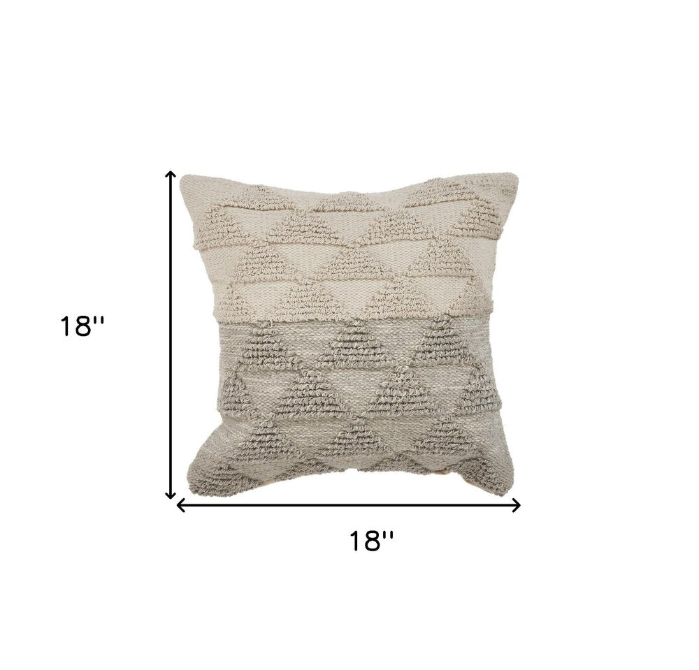 18" Gray and Beige Throw Pillow