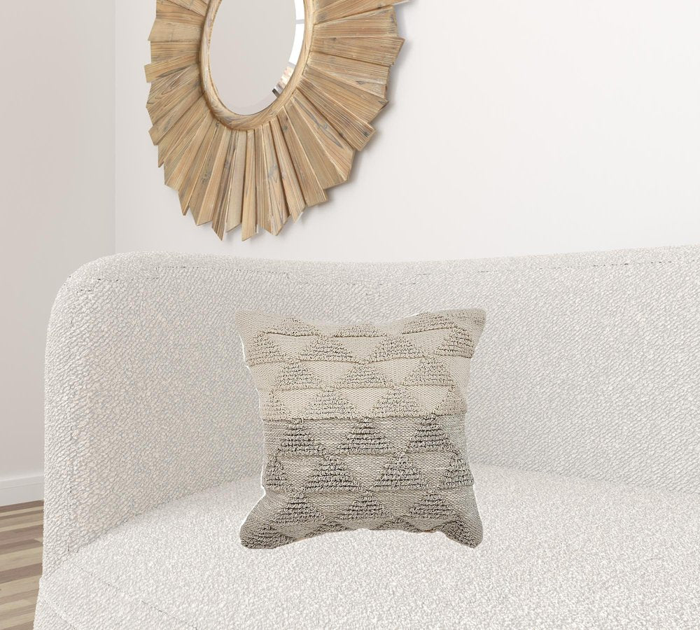 18" Gray and Beige Throw Pillow