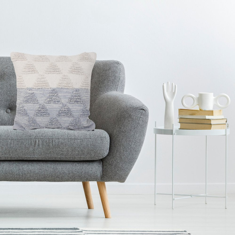 18" Gray and Beige Throw Pillow