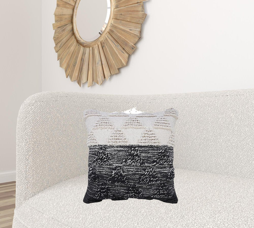 18" Gray and Beige Throw Pillow