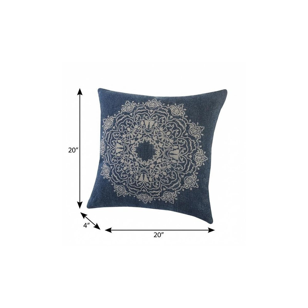 14" X 36" Black And White Cotton Medallion Throw Pillow