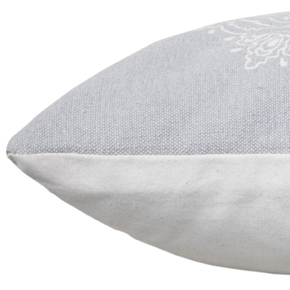 14" X 36" Black And White Cotton Medallion Throw Pillow