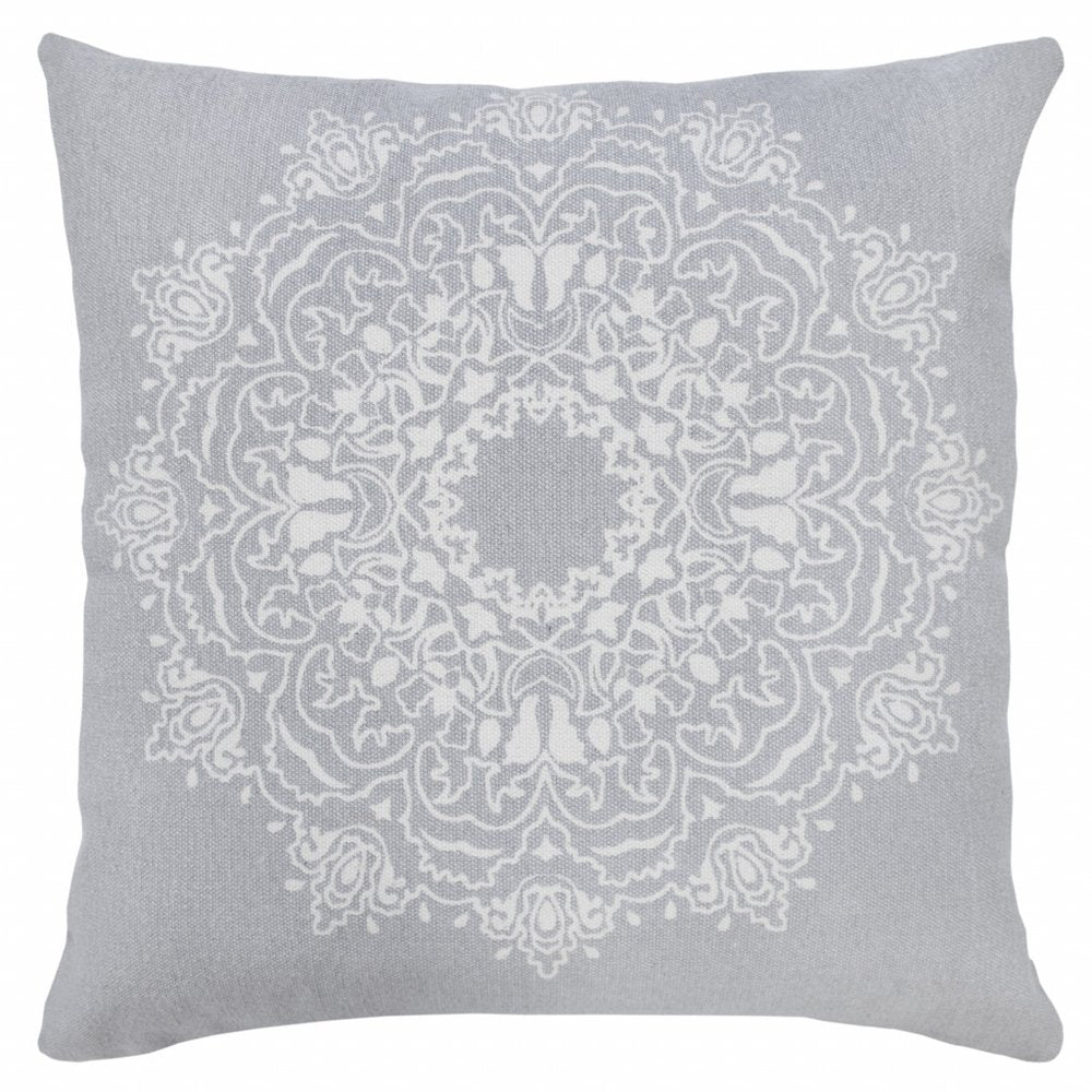14" X 36" Black And White Cotton Medallion Throw Pillow