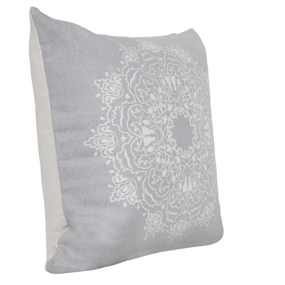 14" X 36" Black And White Cotton Medallion Throw Pillow