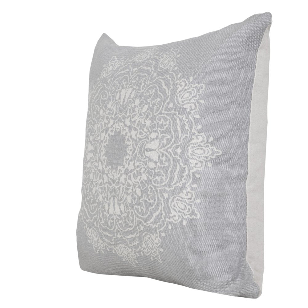 14" X 36" Black And White Cotton Medallion Throw Pillow