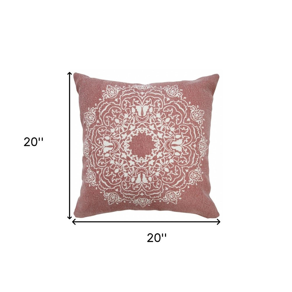 20" X 20" Blue And White 100% Cotton Geometric Zippered Pillow