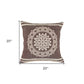 20" Brown And White Floral Medallion Cotton Throw Pillow
