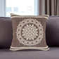 20" Brown And White Floral Medallion Cotton Throw Pillow