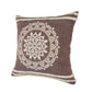20" Brown And White Floral Medallion Cotton Throw Pillow