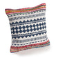 18" X 18" Blue White Red And Yellow 100% Cotton Striped Zippered Pillow
