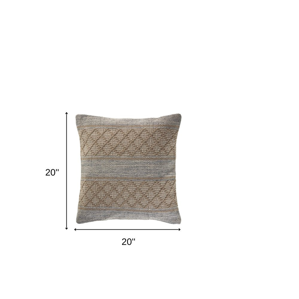 20" X 20" Gray And Black 100% Cotton Geometric Zippered Pillow