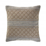 20" Beige And Gray Cotton Geometric Throw Pillow