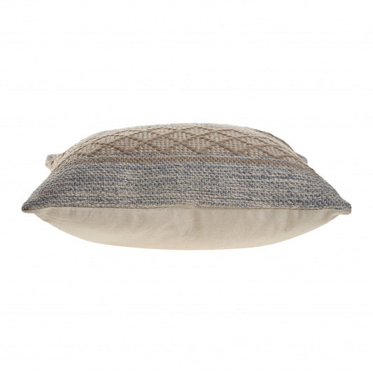 20" Beige And Gray Cotton Geometric Throw Pillow