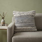 18" X 18" Blue And Ivory 100% Cotton Geometric Zippered Pillow