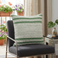 20" X 20" Jade Green And White 100% Cotton Geometric Zippered Pillow