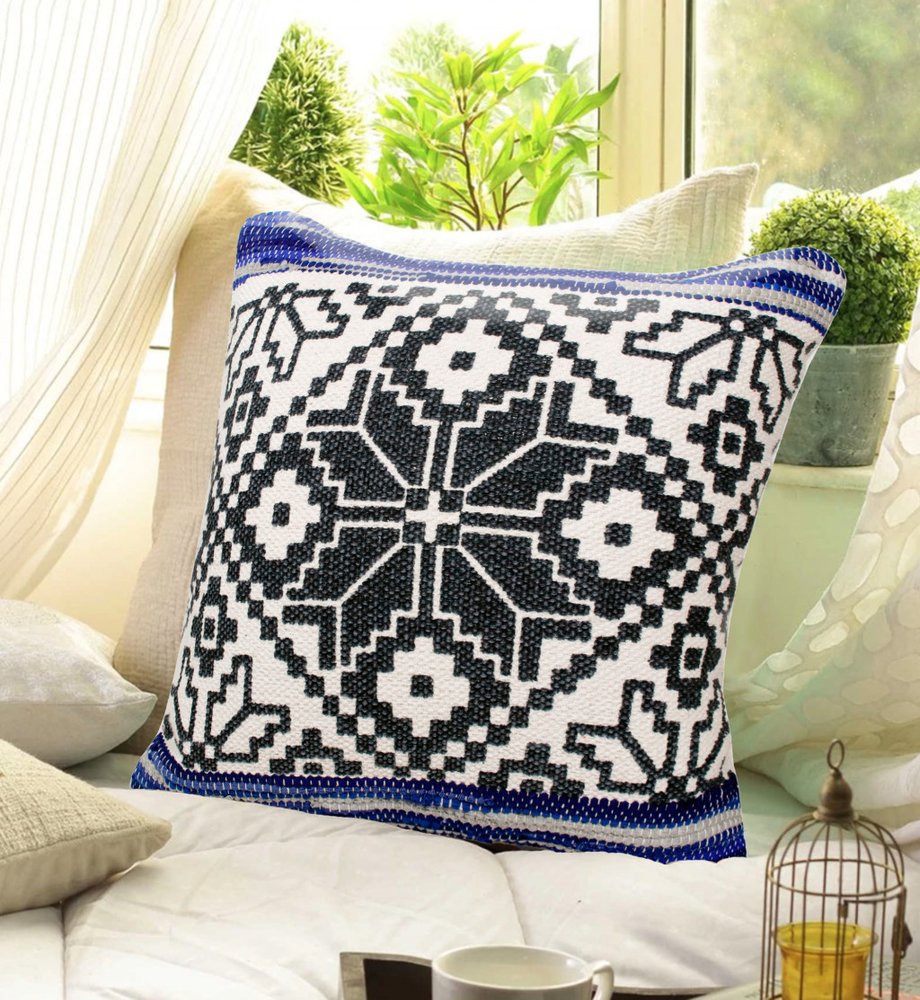 20" Blue and White Throw Pillow