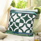 20" Green and White Cotton Throw Pillow