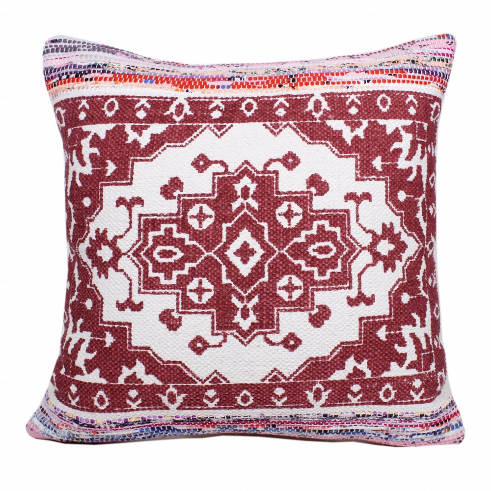 20" Red and White Throw Pillow