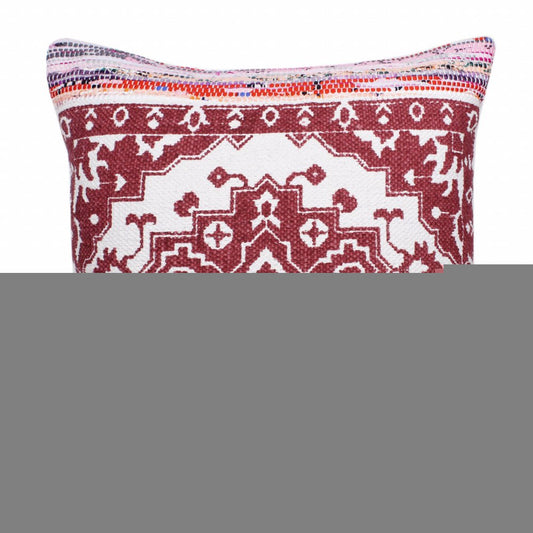 20" Red and White Throw Pillow