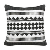20" Black and White Geometric Cotton Throw Pillow