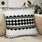 20" X 20" Black And White 100% Cotton Geometric Zippered Pillow
