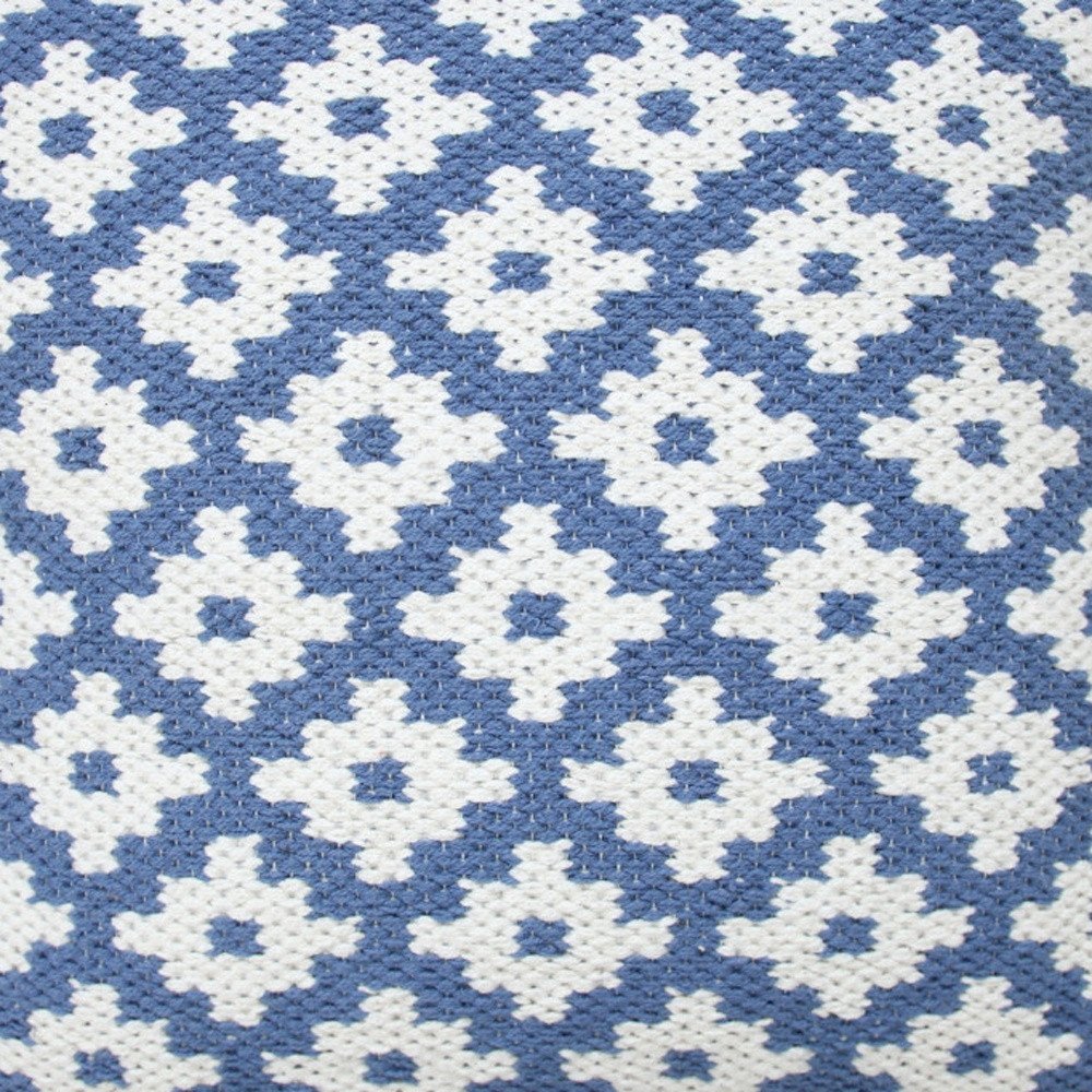 20" X 20" Orange And White 100% Cotton Geometric Zippered Pillow