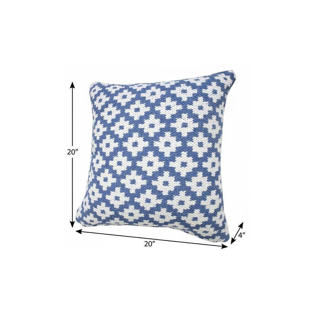 20" X 20" Orange And White 100% Cotton Geometric Zippered Pillow