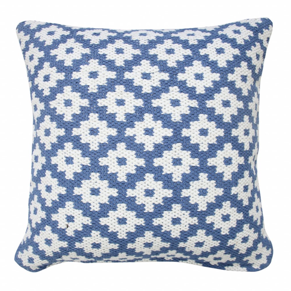 20" X 20" Orange And White 100% Cotton Geometric Zippered Pillow