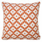 20" X 20" Orange And White 100% Cotton Geometric Zippered Pillow