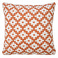 20" X 20" Orange And White 100% Cotton Geometric Zippered Pillow