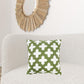 20" X 20" Green And White 100% Cotton Geometric Zippered Pillow
