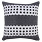 14" X 36" Yellow Black And White Cotton Striped Throw Pillow