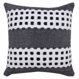 14" X 36" Yellow Black And White Cotton Striped Throw Pillow