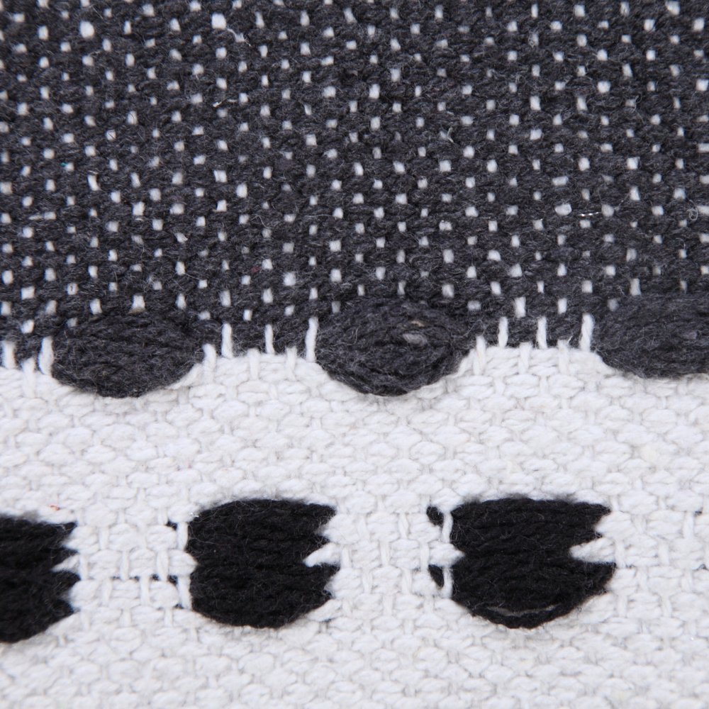 14" X 36" Yellow Black And White Cotton Striped Throw Pillow