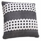 14" X 36" Yellow Black And White Cotton Striped Throw Pillow