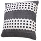 14" X 36" Yellow Black And White Cotton Striped Throw Pillow